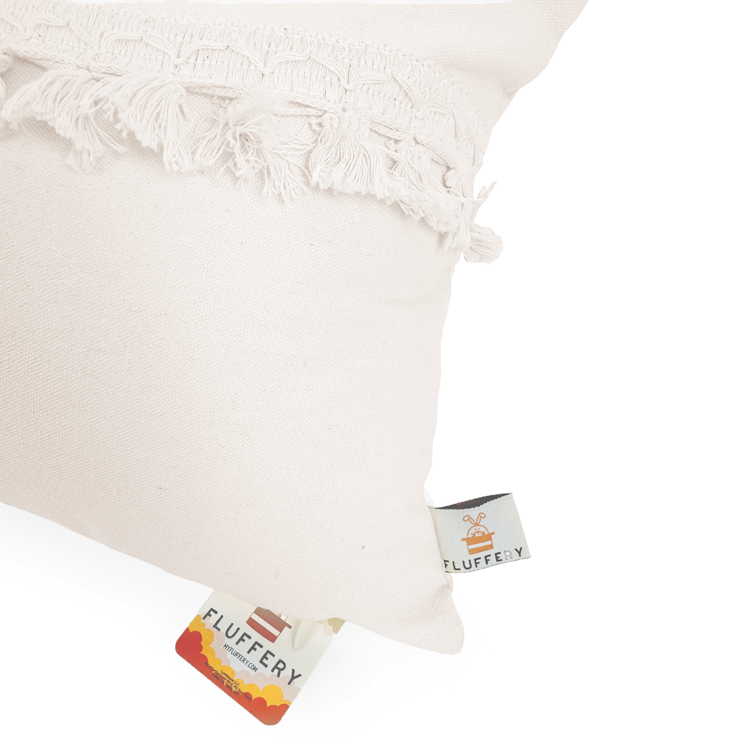 Boho Decorative Throw Pillow, Cream (12" x 20" / 30 x 50 cm)