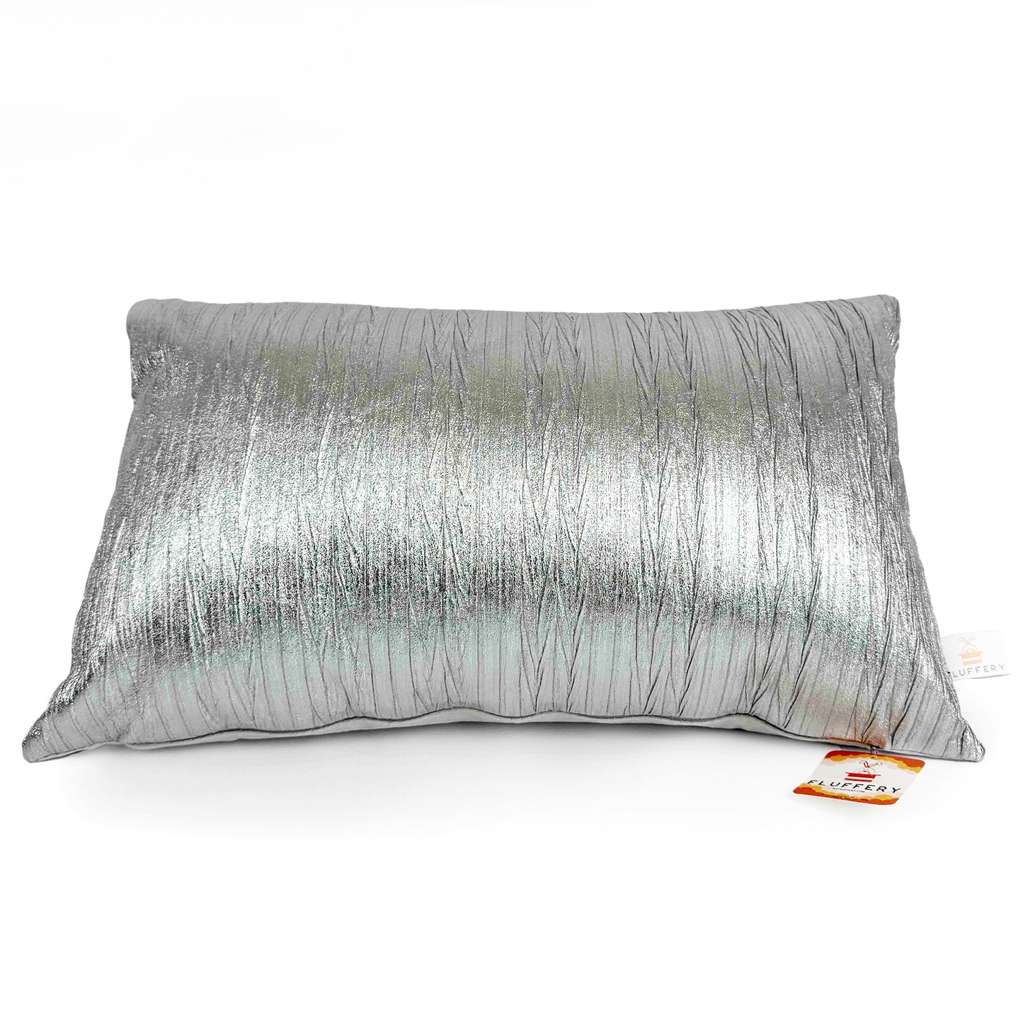 Faux Leather Throw Pillow, Silver (12" x 20" / 30 x 50 cm)