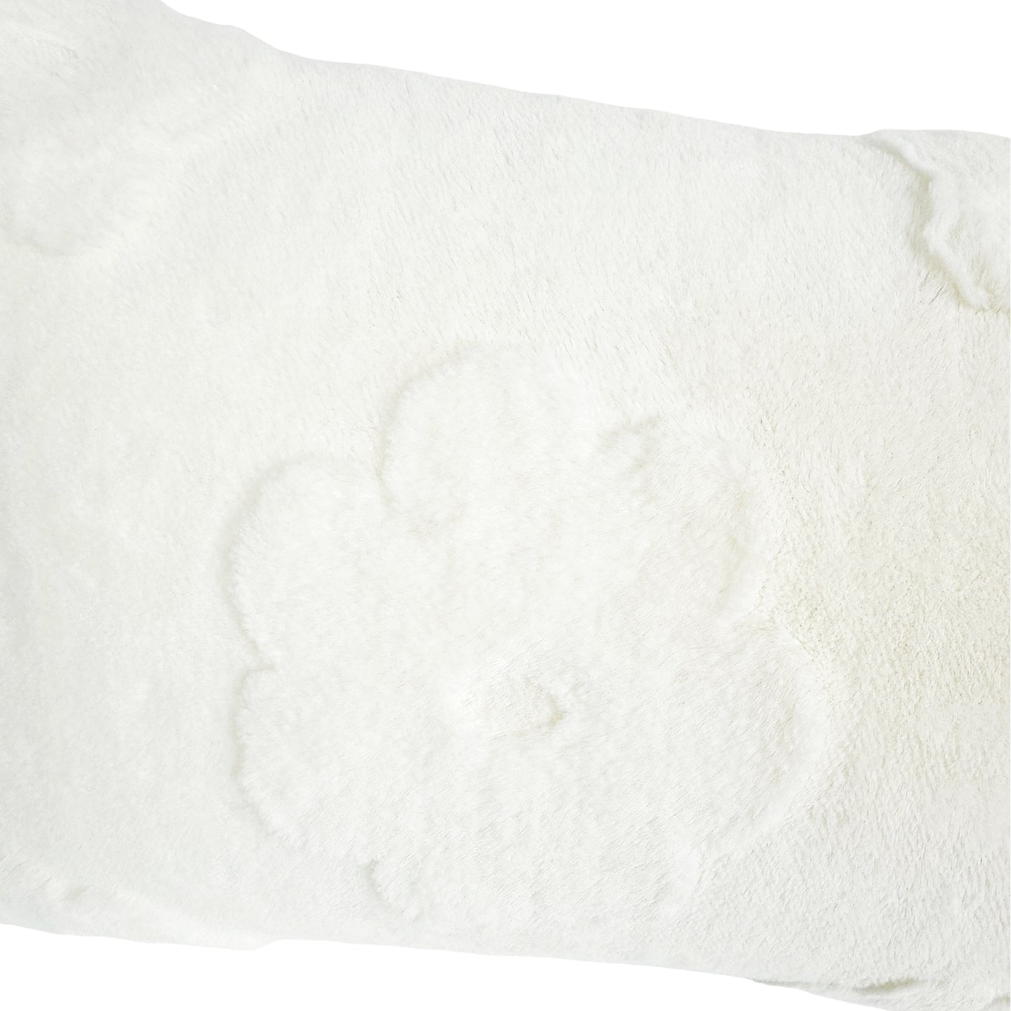 Fluffery Floral Embroidered Throw Pillow, White (12" x 20" / 30 x 50 cm)