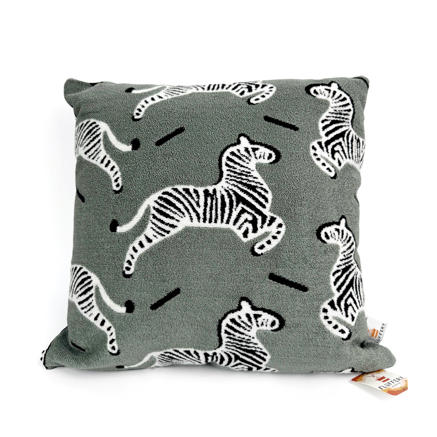 Fluffery Cozy Zebra Throw Pillow, Green (18" x 18" / 45 x 45 cm)