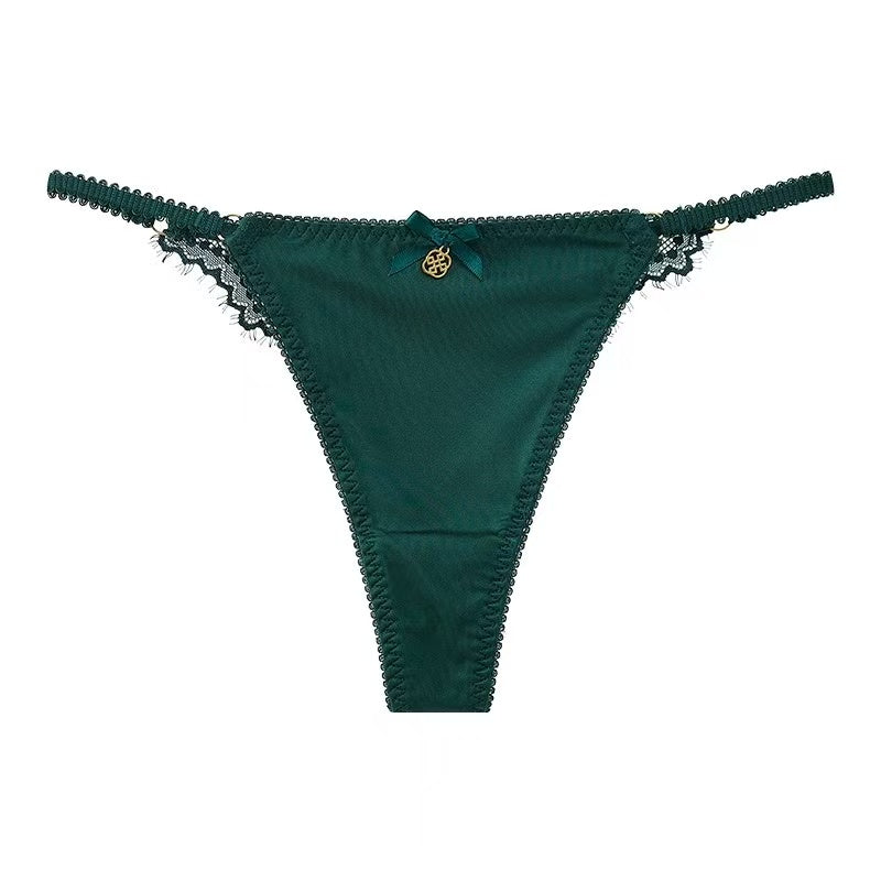Texlina Women’s Micro G-String with Side Lace & Gold Charm – SatinFlirt™ Luxe Mini Series( 10 PCS/Pack)
