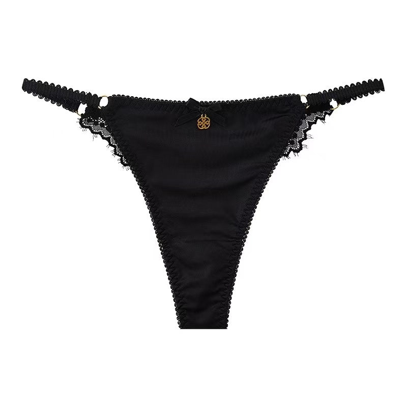 Texlina Women’s Micro G-String with Side Lace & Gold Charm – SatinFlirt™ Luxe Mini Series( 10 PCS/Pack)