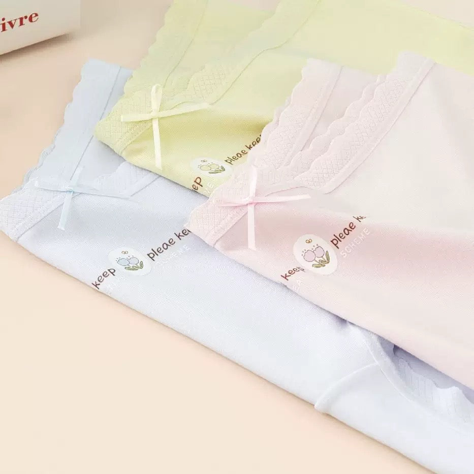 Texlina Women’s Seamless Cotton Briefs with “Please Keep” Print & Bow – Everyday Pastel Collection( 12 PCS/Pack)