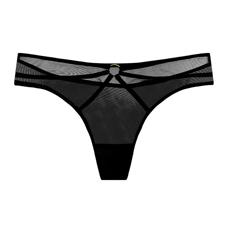 Texlina Women’s Strappy Mesh Thong with Keyhole Front – Midnight Temptation Series( 10 PCS/Pack)