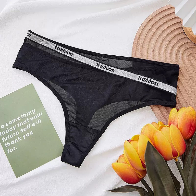 Texlina Women’s Sporty Stretch Thong with “Fashion” Elastic Waistband – StreetFlex™ Urban Basics Series( 10 PCS/Pack)