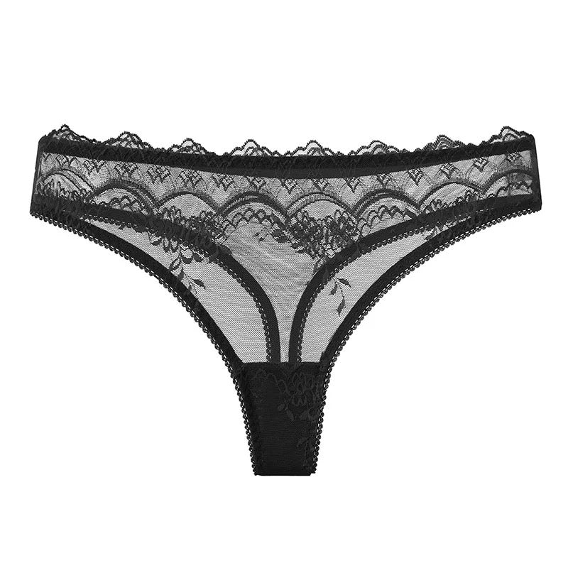 Texlina Women’s Lace-Trim Mesh Thong – RomanceLuxe™ Delicate Charm Collection( 10 PCS/Pack)