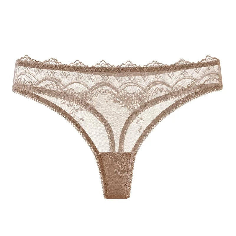 Texlina Women’s Lace-Trim Mesh Thong – RomanceLuxe™ Delicate Charm Collection( 10 PCS/Pack)