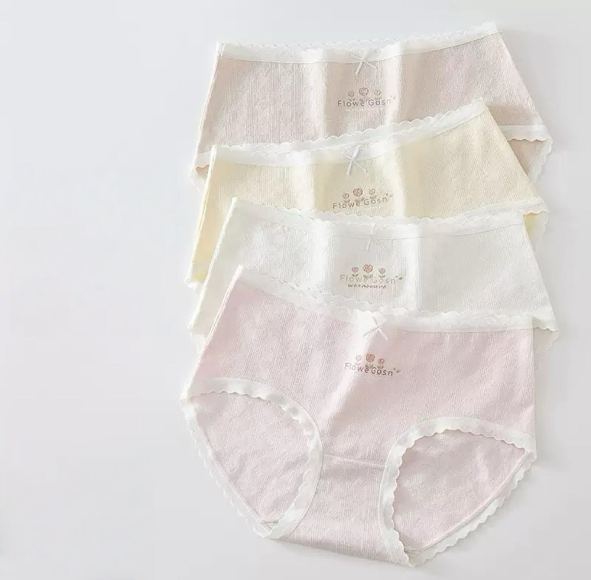 Texlina Women’s Cotton Ribbed Briefs with Embroidered Logo – Flower🌸 Collection( 12 PCS/Pack)