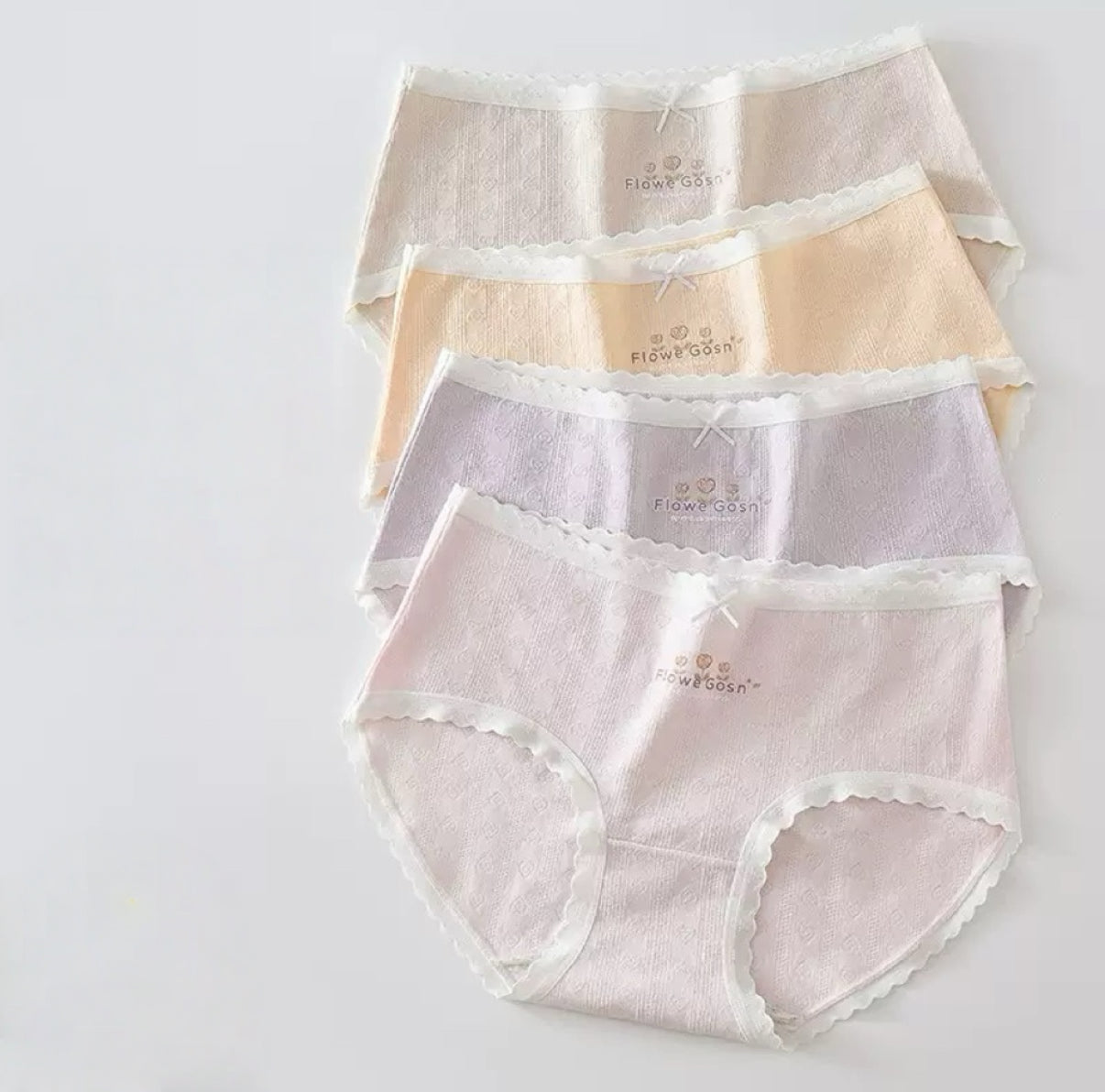 Texlina Women’s Cotton Ribbed Briefs with Embroidered Logo – Flower🌸 Collection( 12 PCS/Pack)