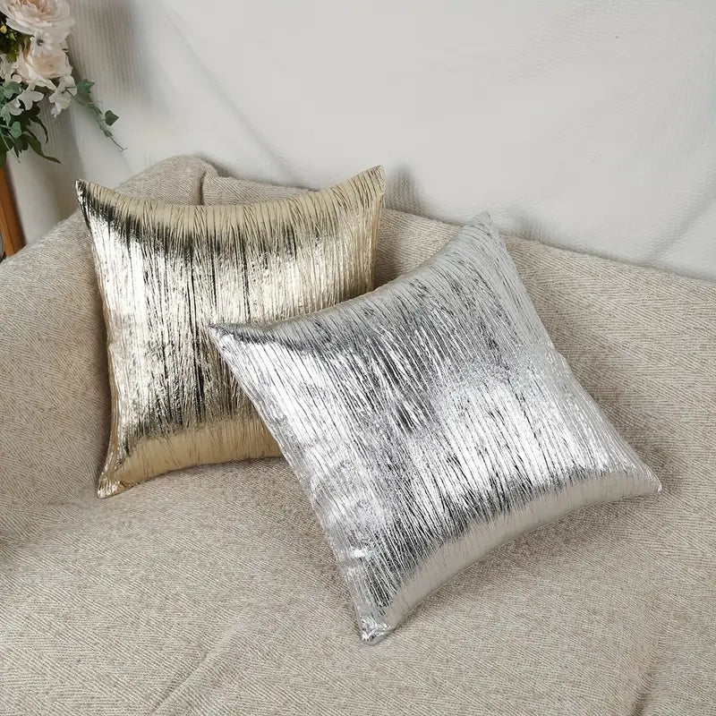 Faux Leather Throw Pillow, Gold (18" x 18" / 45 x 45 cm)