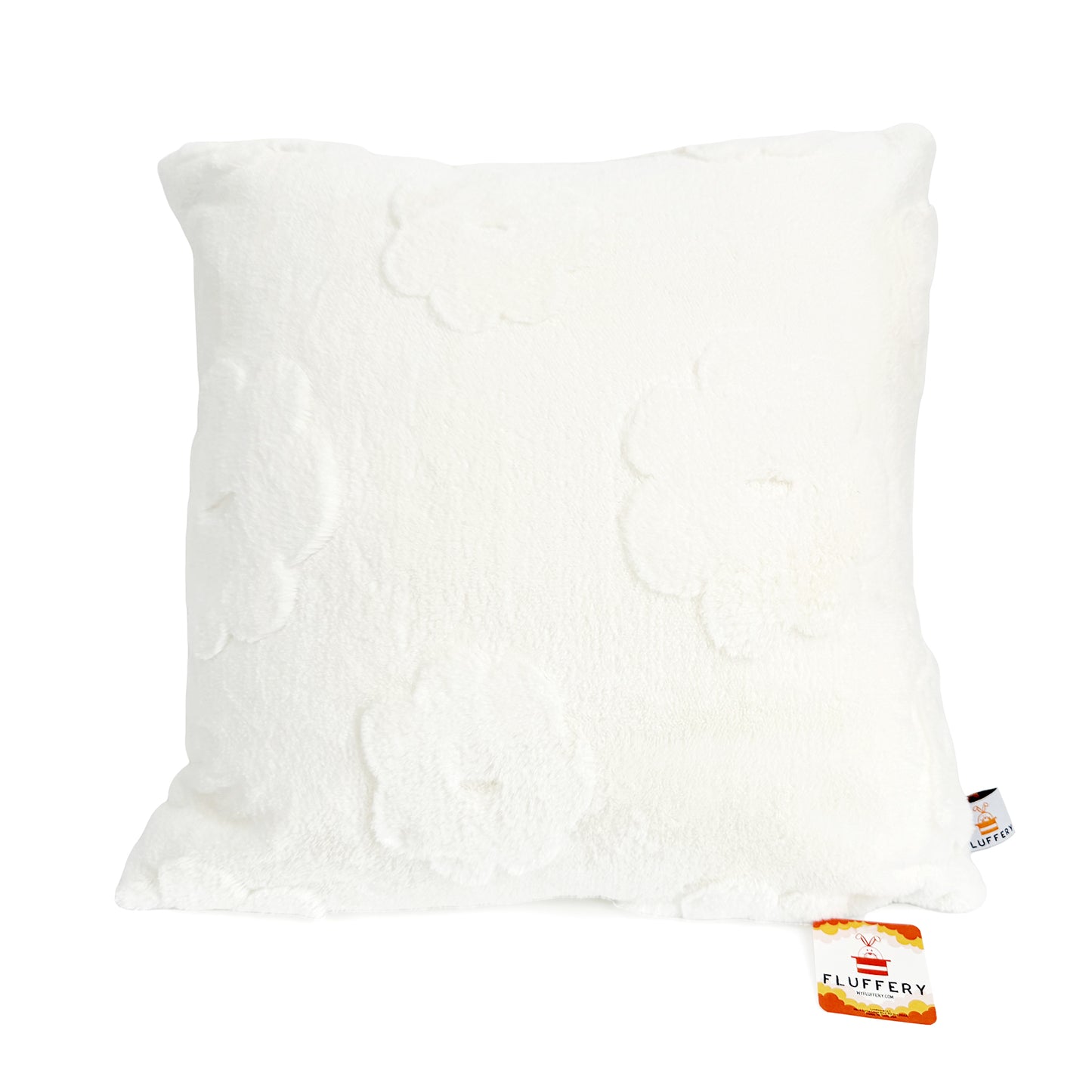 Floral Embroidered Throw Pillow, White (18" x 18" / 45 x 45 cm)