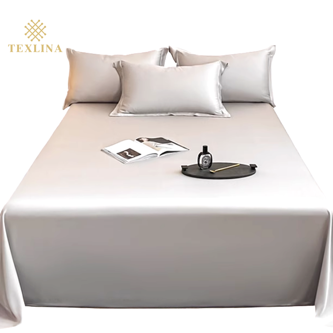 Texlina Ice Silk Bed Sheet - Coconut Grey