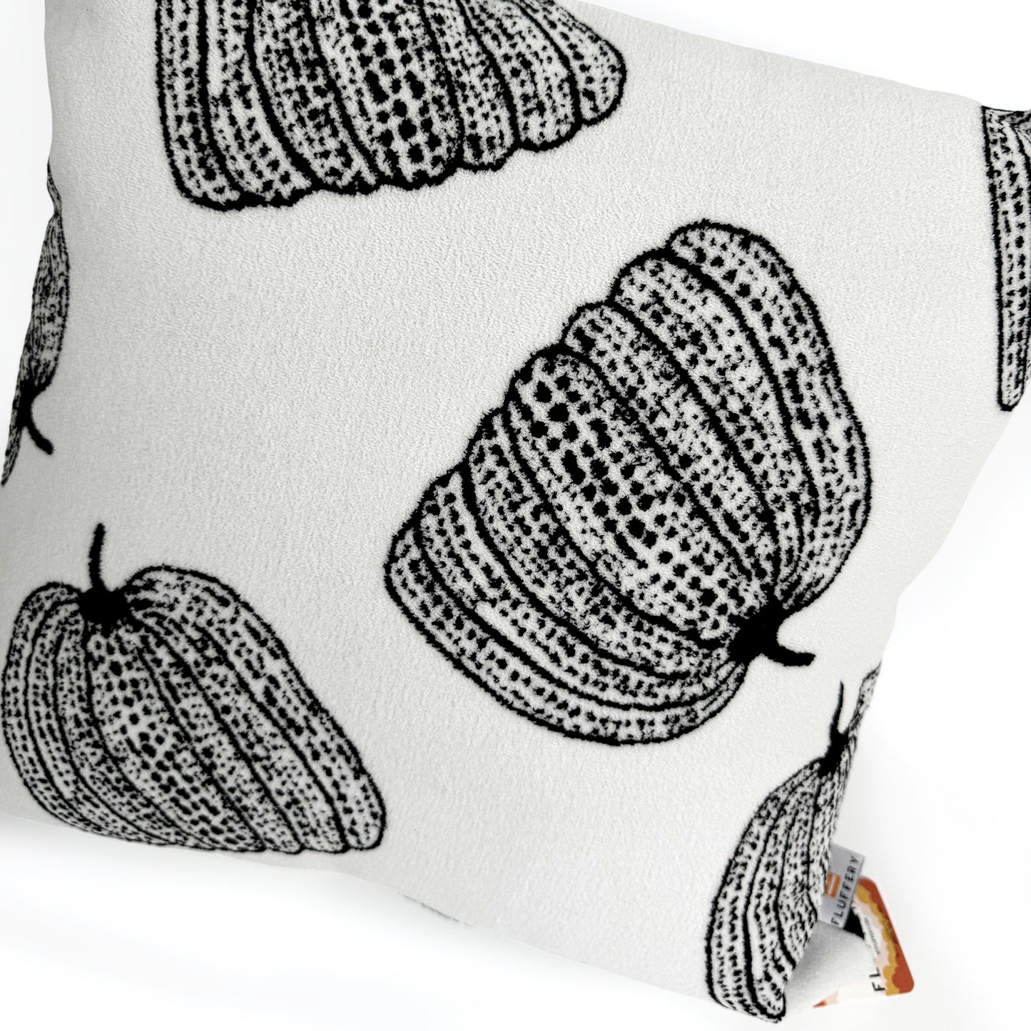 Fluffery Cozy Pumpkin Throw Pillow, Black (18" x 18" / 45 x 45 cm)