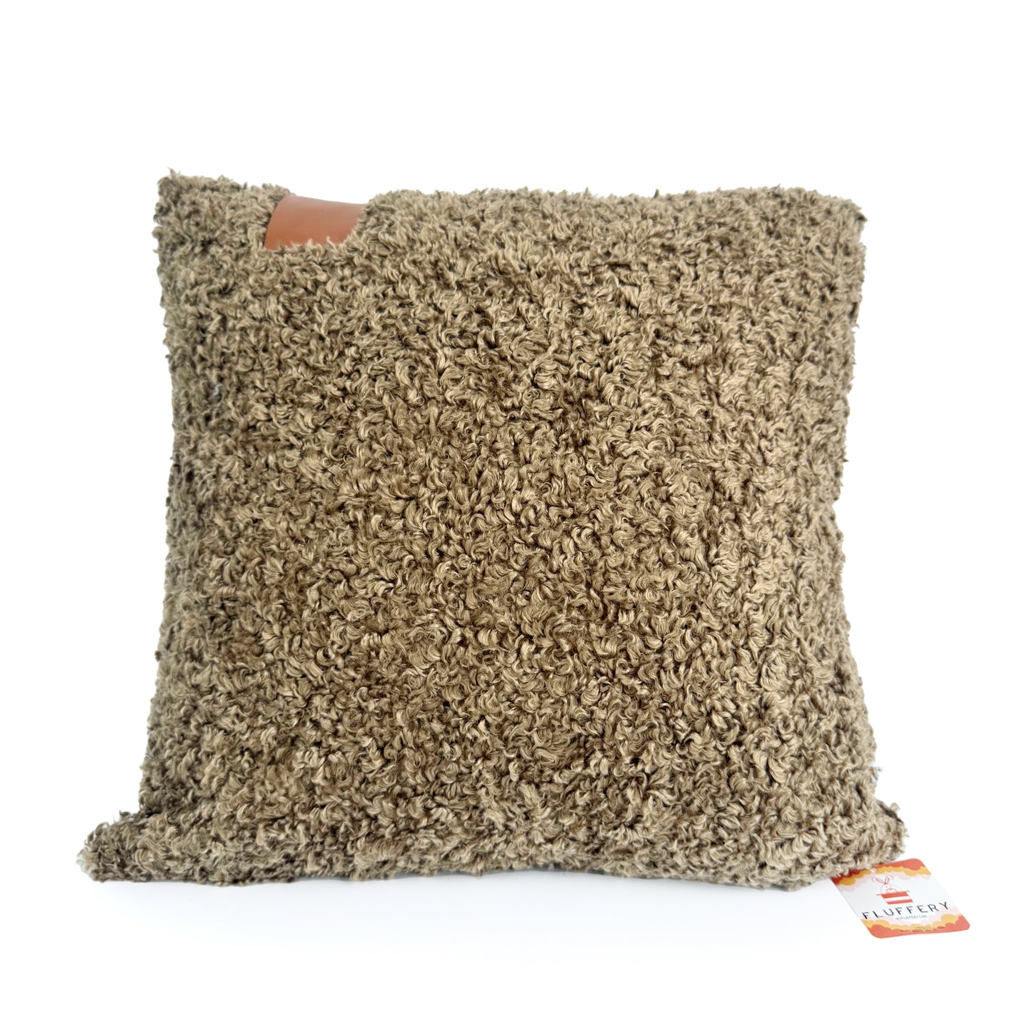 Fluffery Cozy Teddy Throw Pillow, Brown (18" x 18" / 45 x 45 cm)