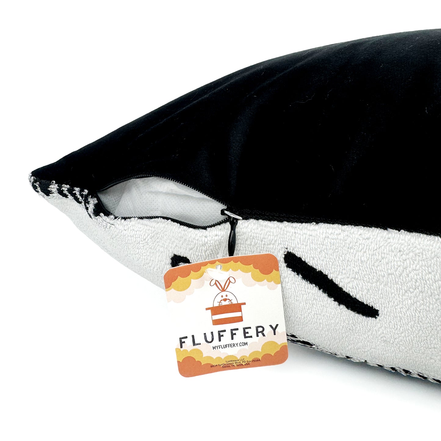 Fluffery Cozy Zebra Throw Pillow, Short Fur, White (18" x 18" / 45 x 45 cm)