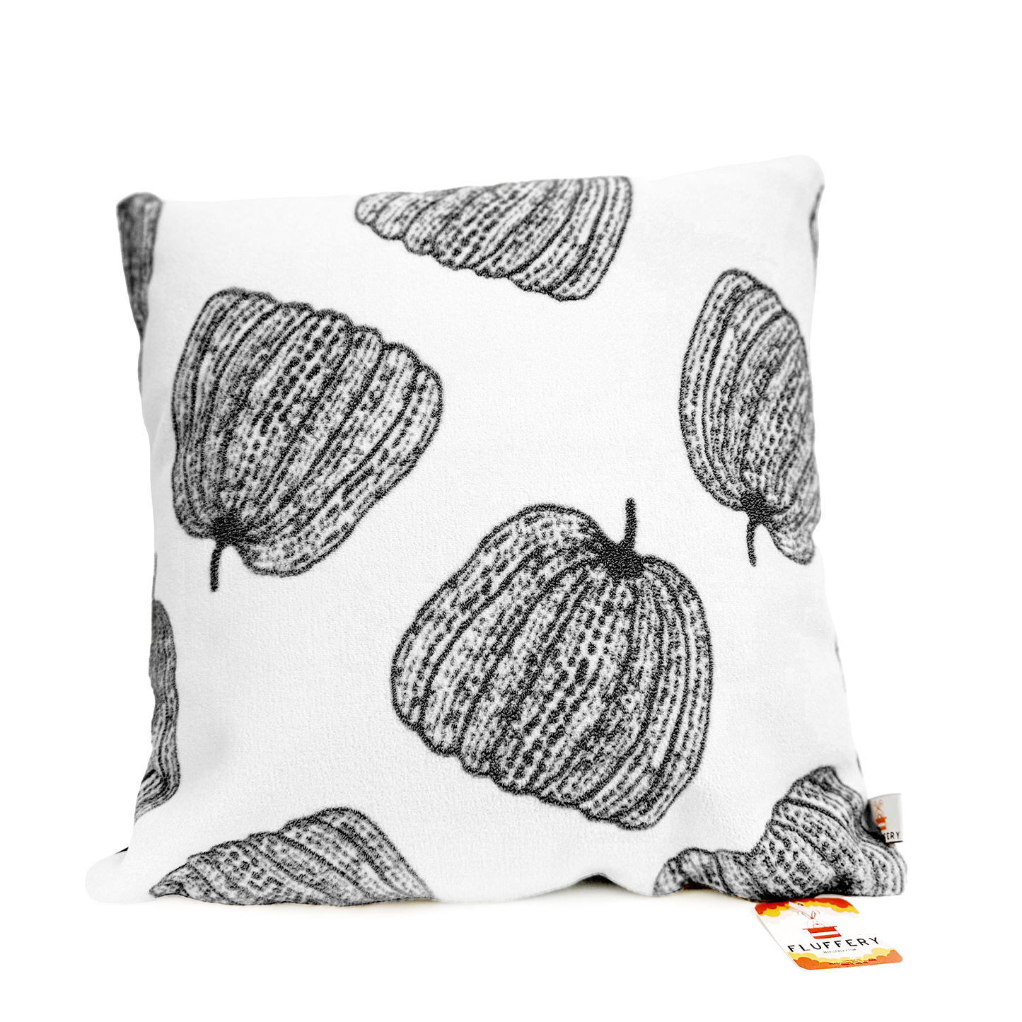 Fluffery Cozy Pumpkin Throw Pillow, Black (18" x 18" / 45 x 45 cm)