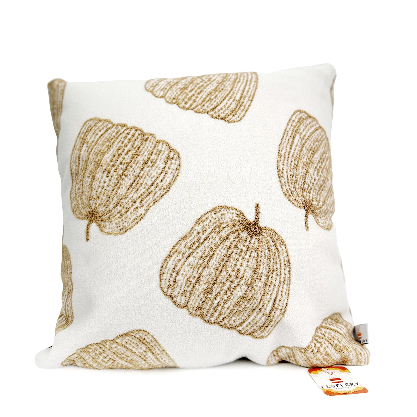 Fluffery Cozy Pumpkin Throw Pillow, Yellow (18" x 18" / 45 x 45 cm)