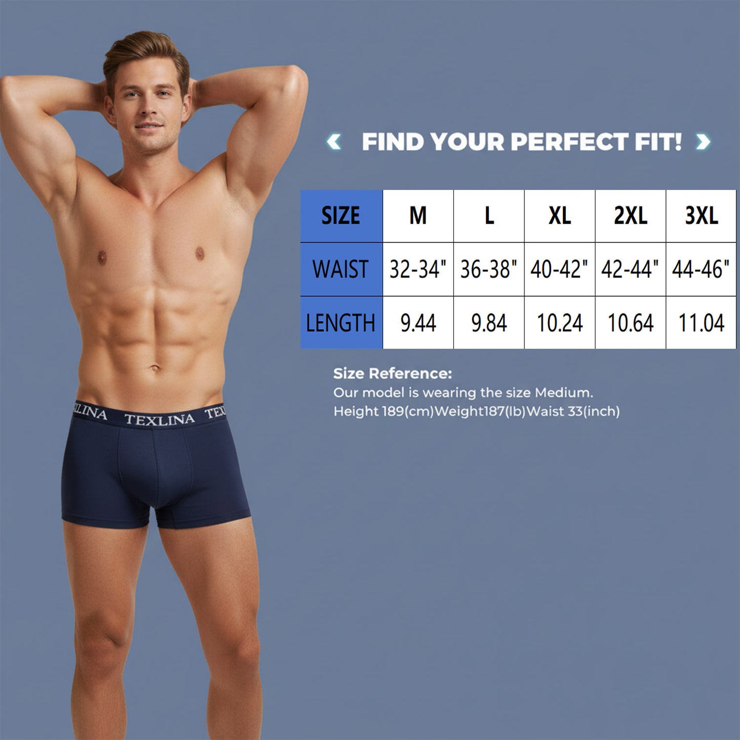 Texlina Men's Stretch Boxer Brief Underwear Cotton Assorted (3 PCS/Pack)