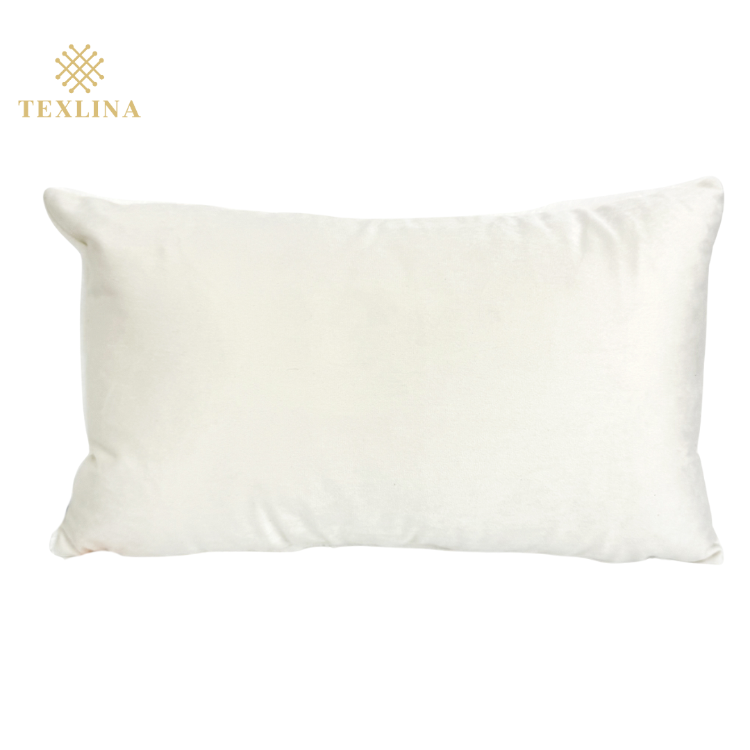 Fluffery Floral Embroidered Throw Pillow, White (12" x 20" / 30 x 50 cm)