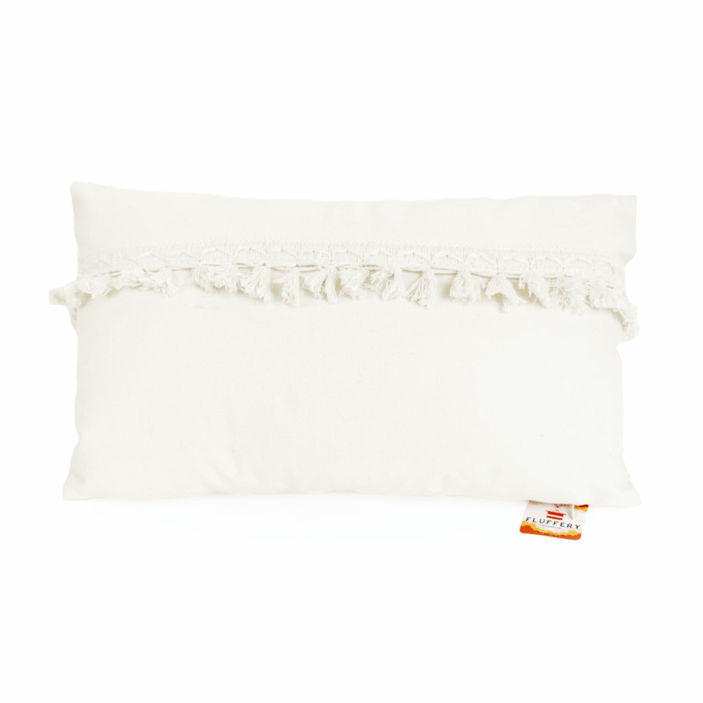 Boho Decorative Throw Pillow, Cream (12" x 20" / 30 x 50 cm)