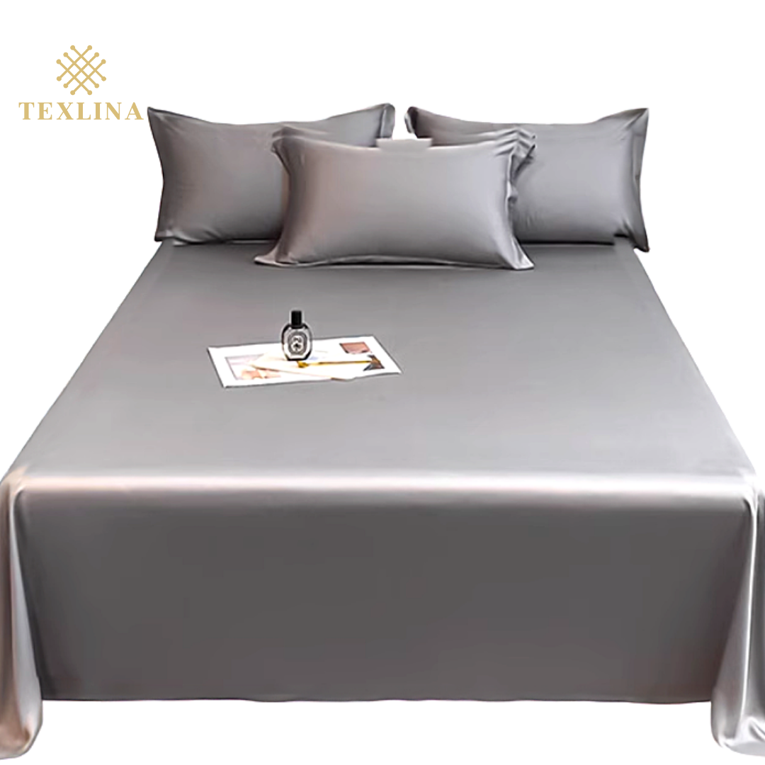 Texlina Ice Silk Bed Sheet - Grey