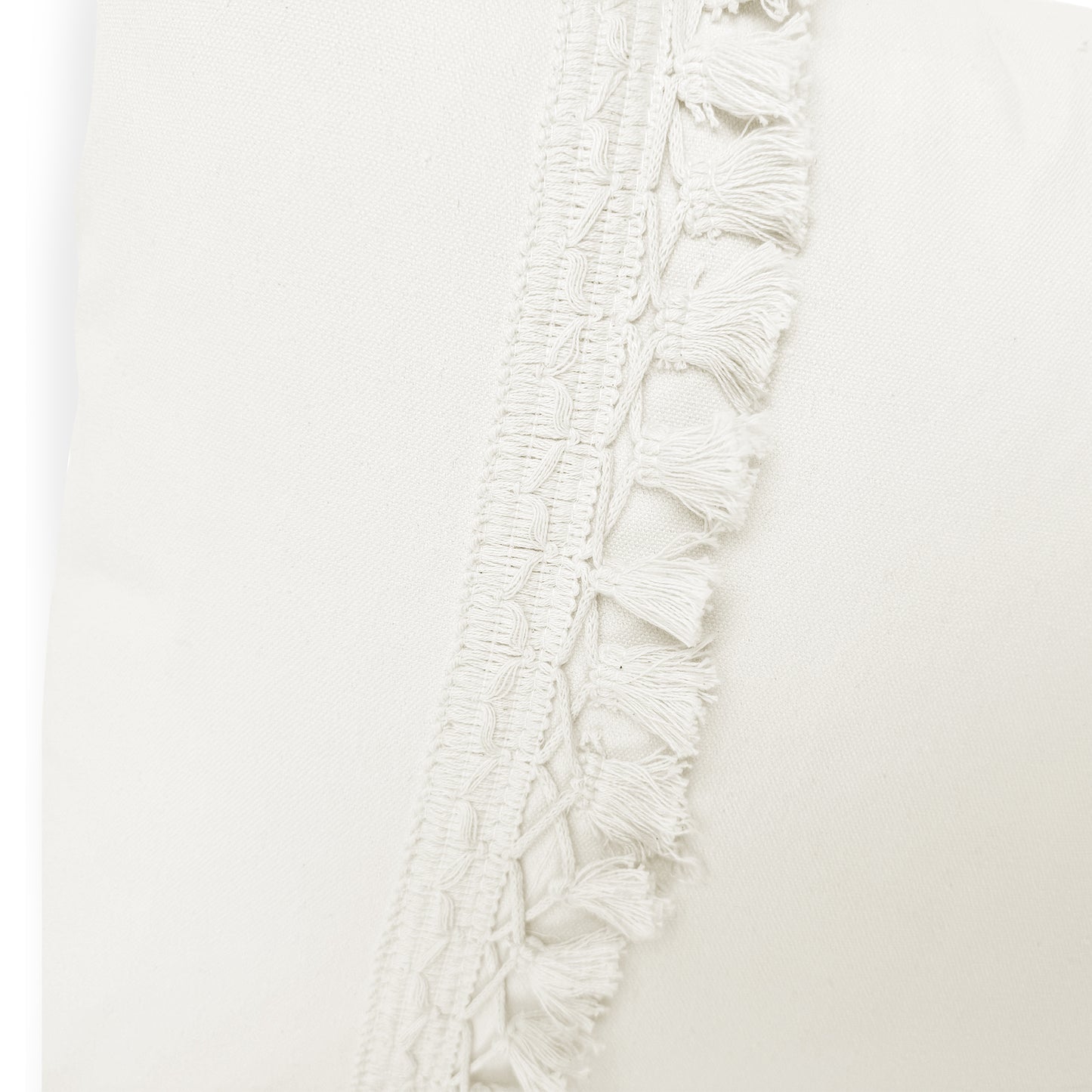 Fluffery Boho Decorative Throw Pillow, Cream (18" x 18" / 45 x 45 cm)