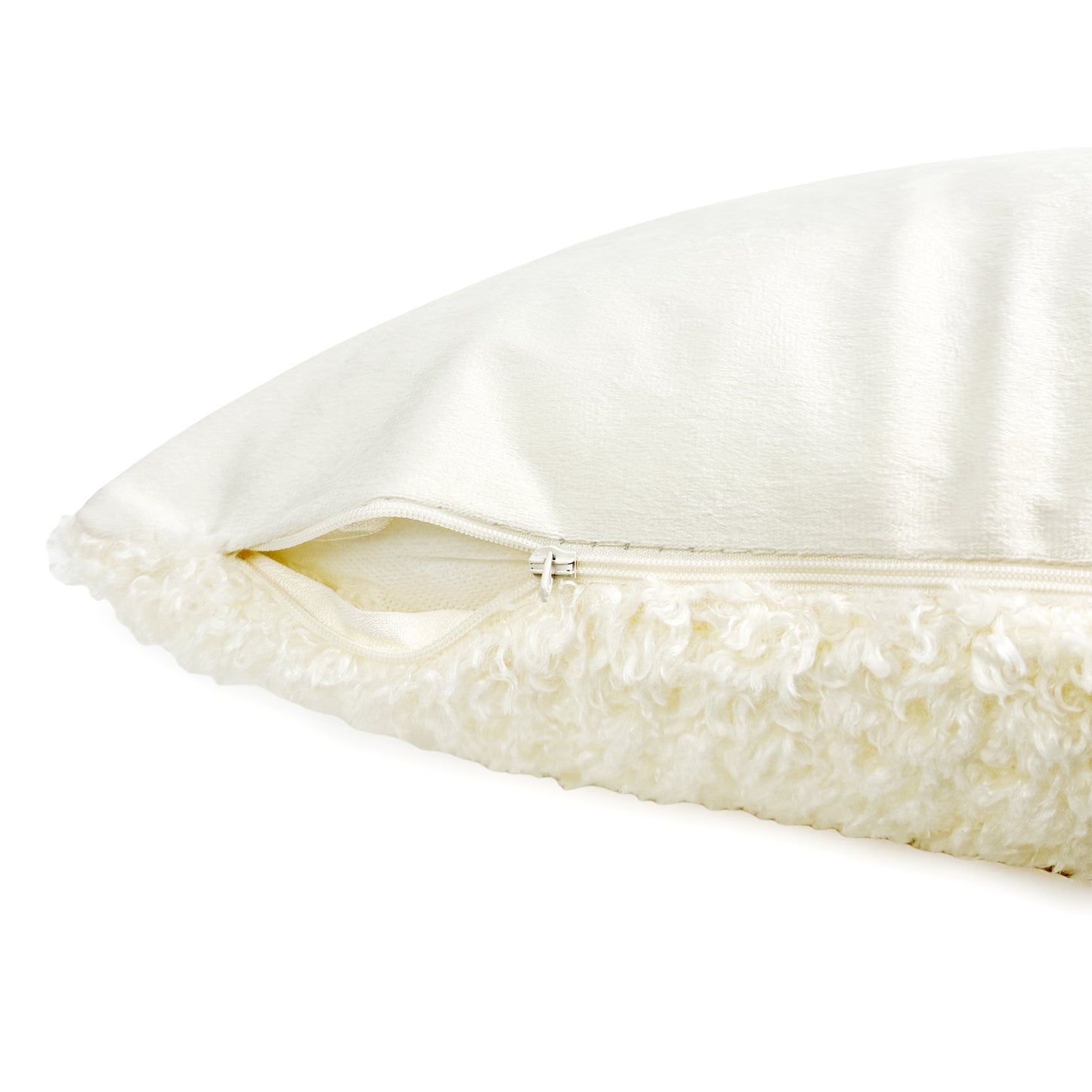 Texlina Cozy Teddy Throw Pillow, White (18" x 18" / 45 x 45 cm)