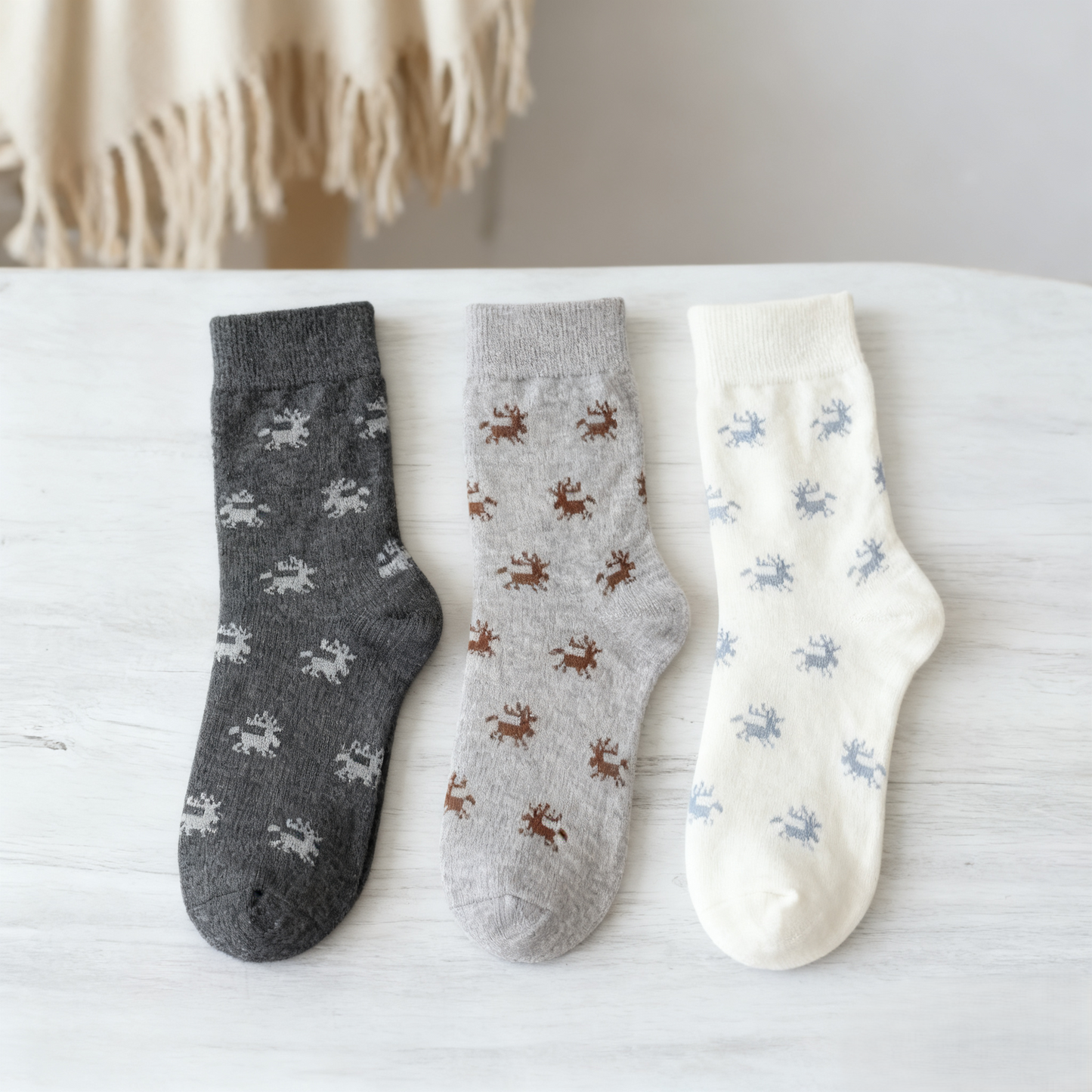 Christmas Style Argyle Pattern Crew Socks - Soft Cotton Warm 1CTN