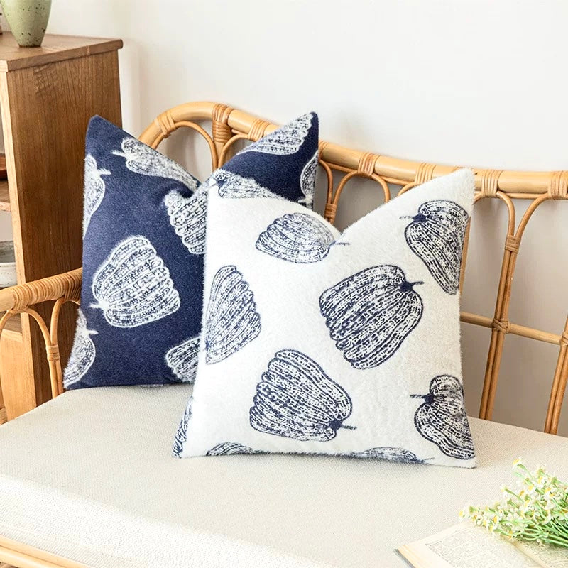 Fluffery Cozy Pumpkin Throw Pillow, Black (18" x 18" / 45 x 45 cm)