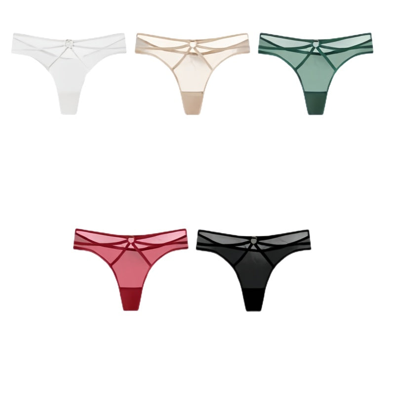 Texlina Women’s Strappy Mesh Thong with Keyhole Front – Midnight Temptation Series( 10 PCS/Pack)