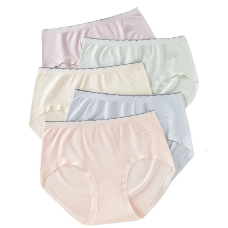Texlina Women’s Seamless Mid-Rise Briefs with Embossed Logo – SoftSkin™ Pastel Series( 10 PCS/Pack)