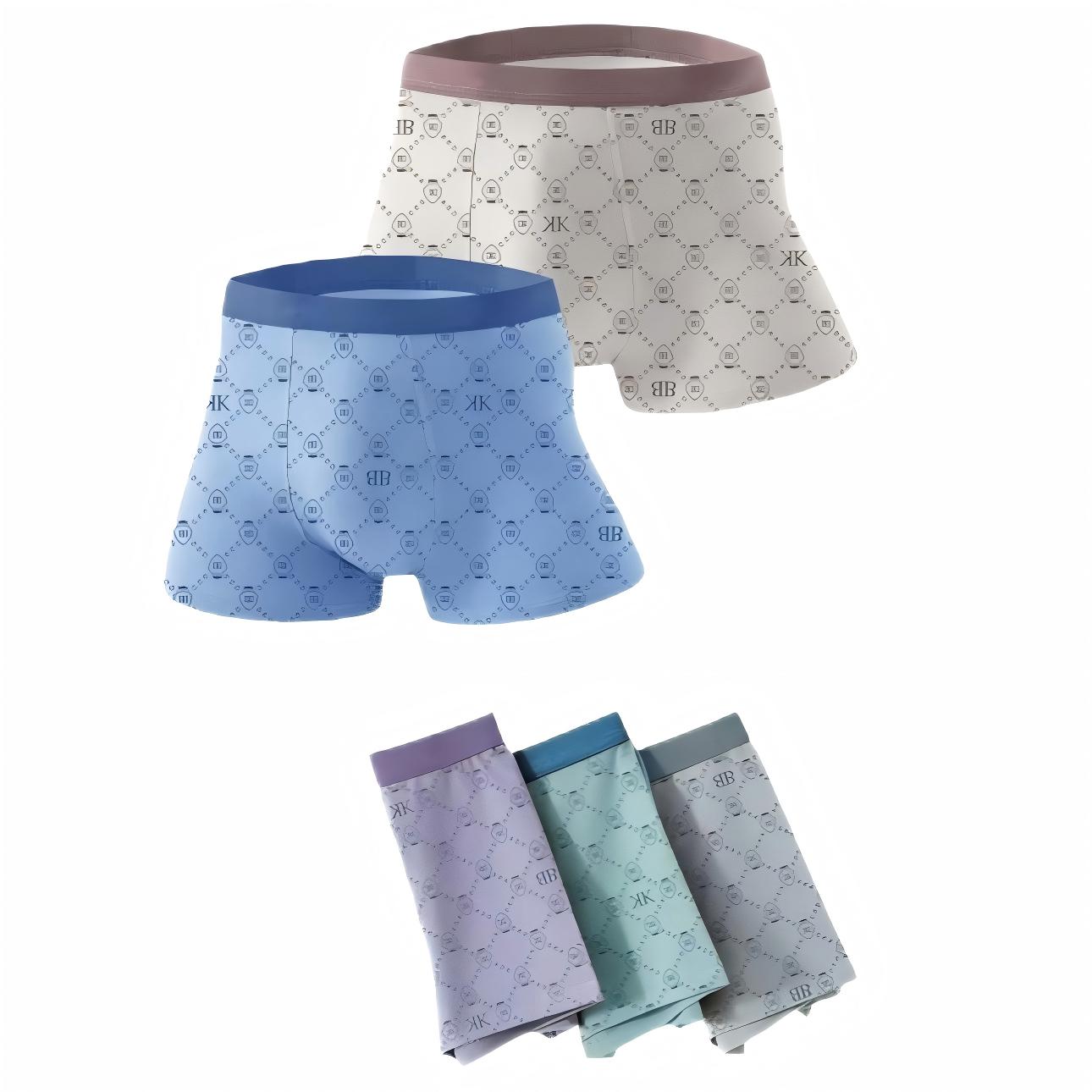 Texlina Men’s Ice Silk Allover Monogram Boxer Briefs – LuxeCool™ Prestige Series