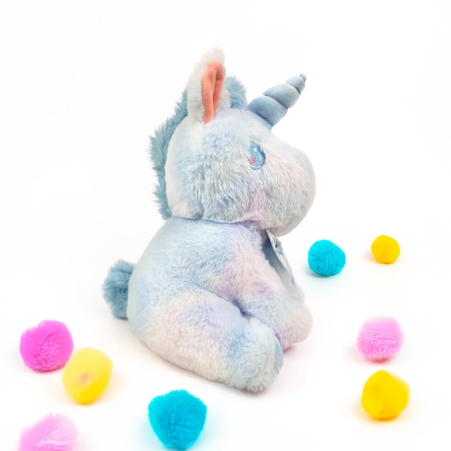 Fluffery Blue Unicorn Plush Toy with Bow (10" / 26 cm)