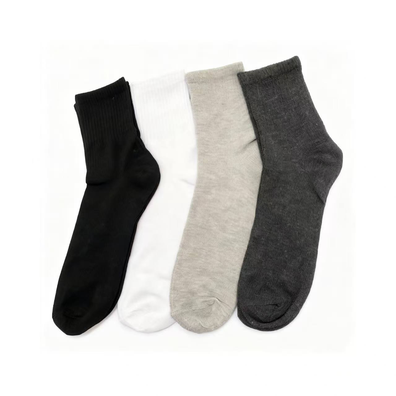 Men's Mid-Calf Solid Socks - Soft Polyester Elastic Fit
