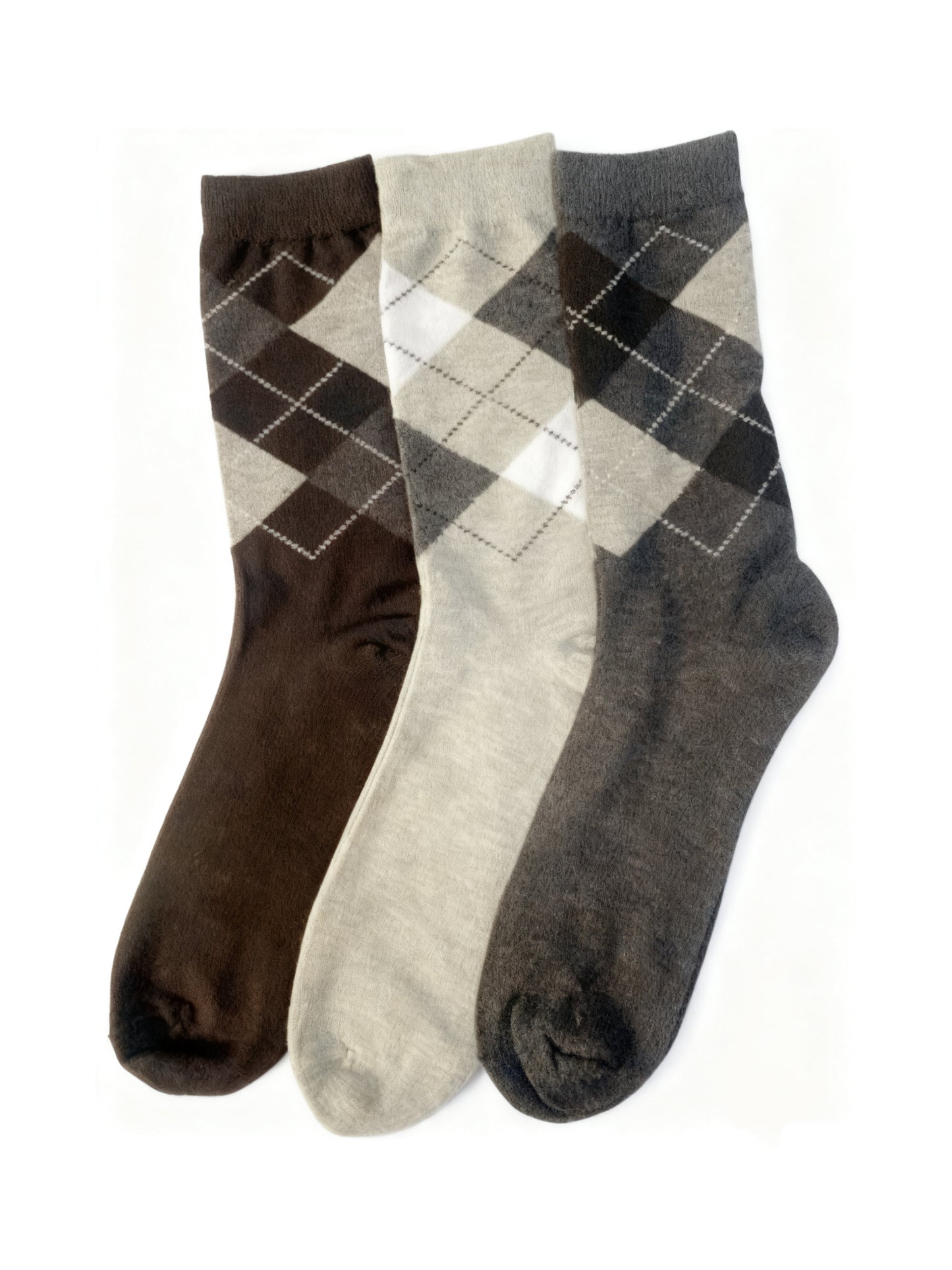 Men's Argyle Pattern Crew Socks - Soft Elastic Fit Casual