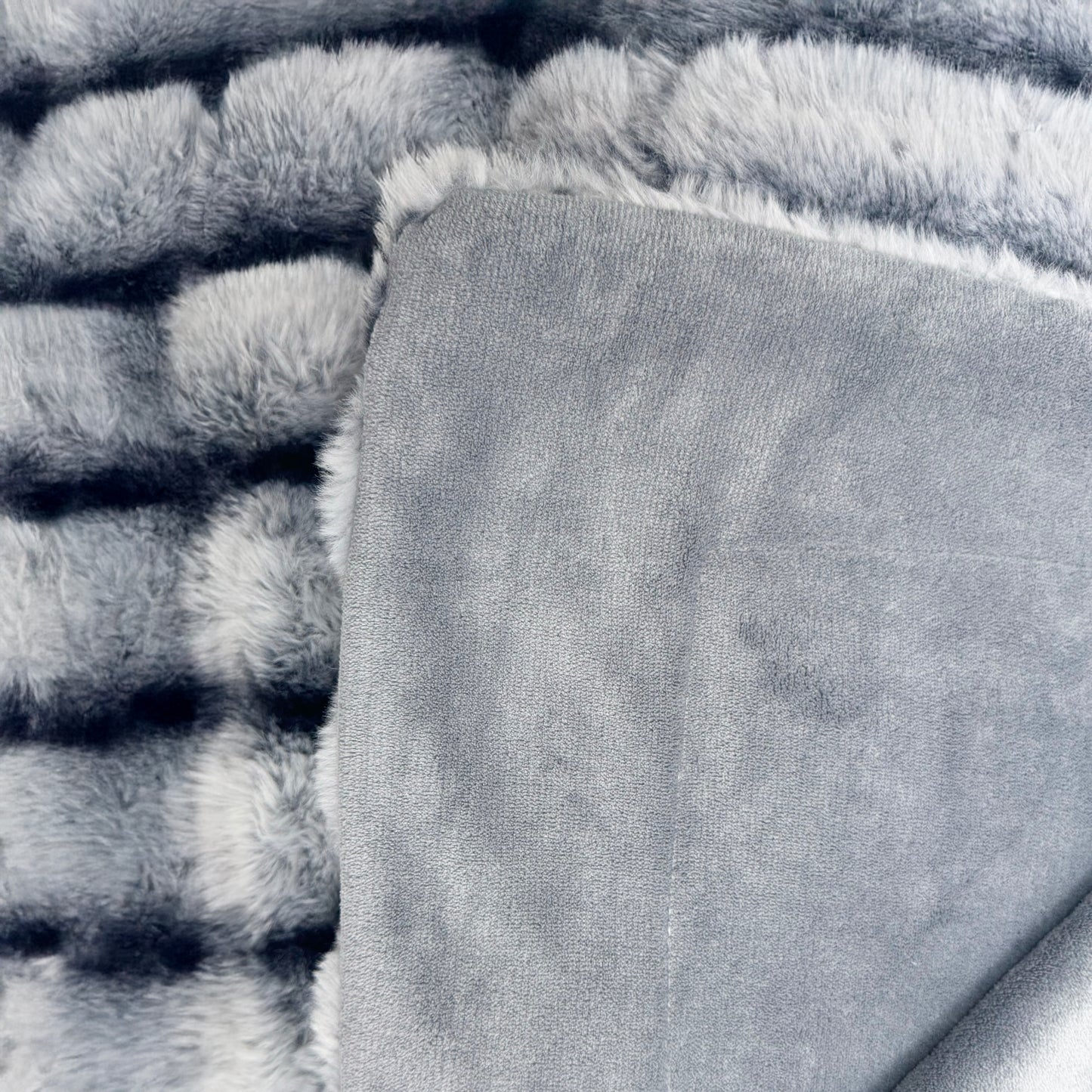 Ultra Soft Faux Rabbit Fur Throw Blanket, Bluish Grey, Queen Size (60" x 80" / 150 x 200 cm)