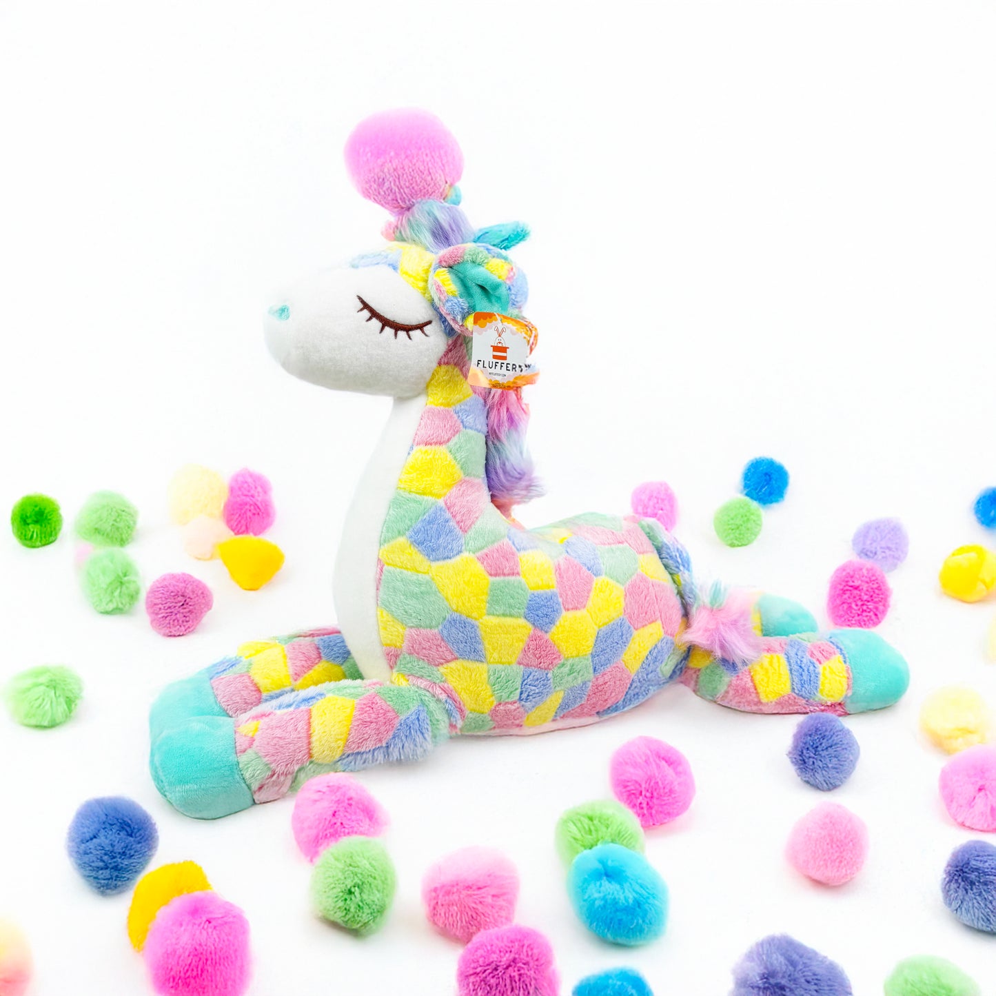 Lying Rainbow Giraffe Plush Toy (24" / 60 cm)