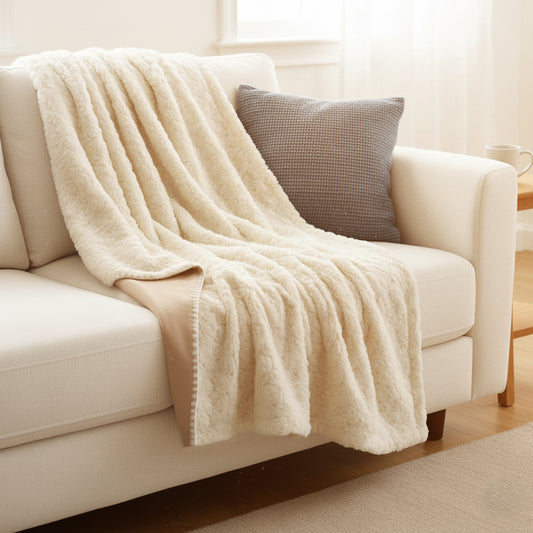 Rose FlannelThrow  Blanket Double Layer Soft Milk Flannel  50” × 60”