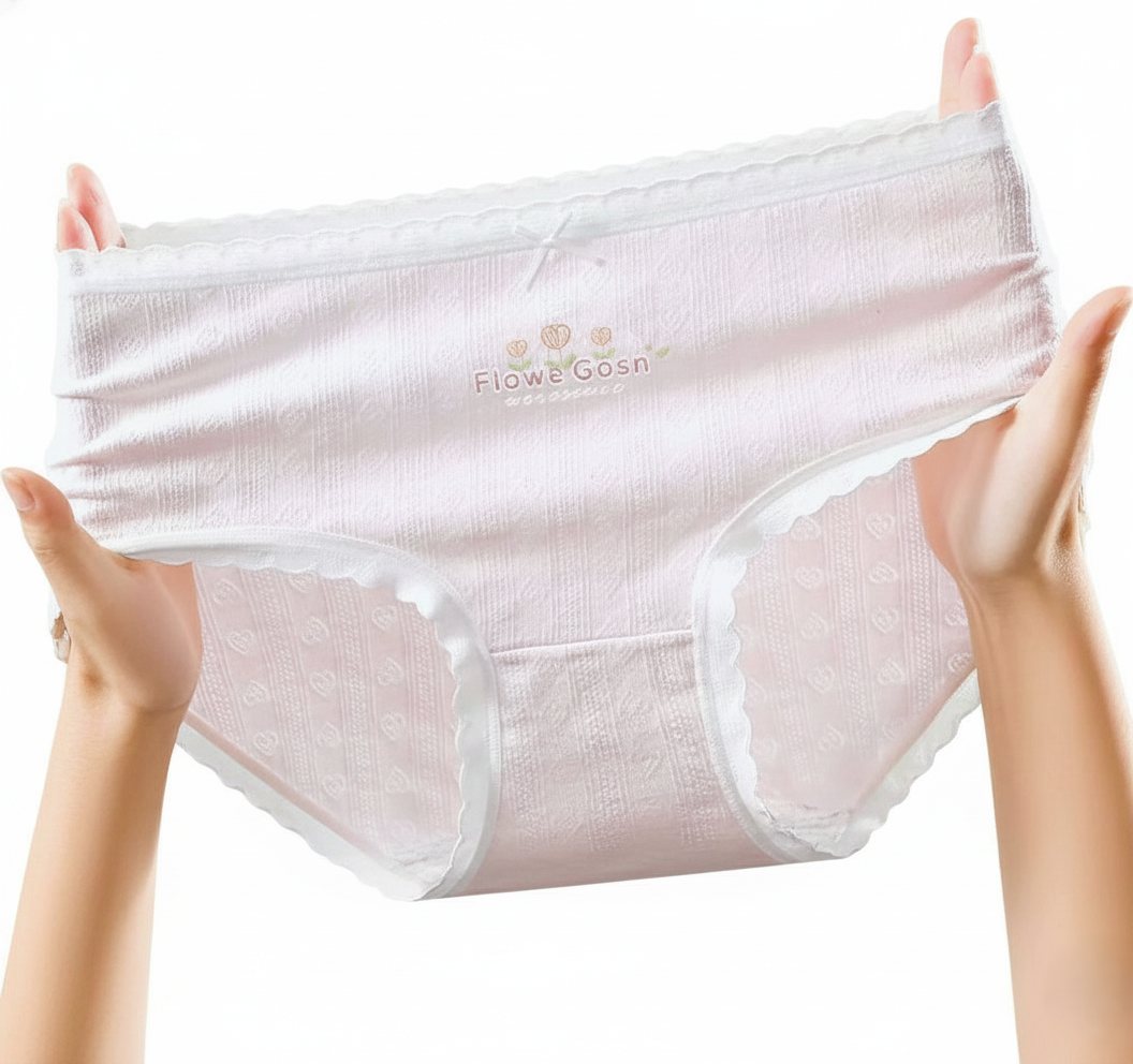 Texlina Women’s Cotton Ribbed Briefs with Embroidered Logo – Flower🌸 Collection( 12 PCS/Pack)