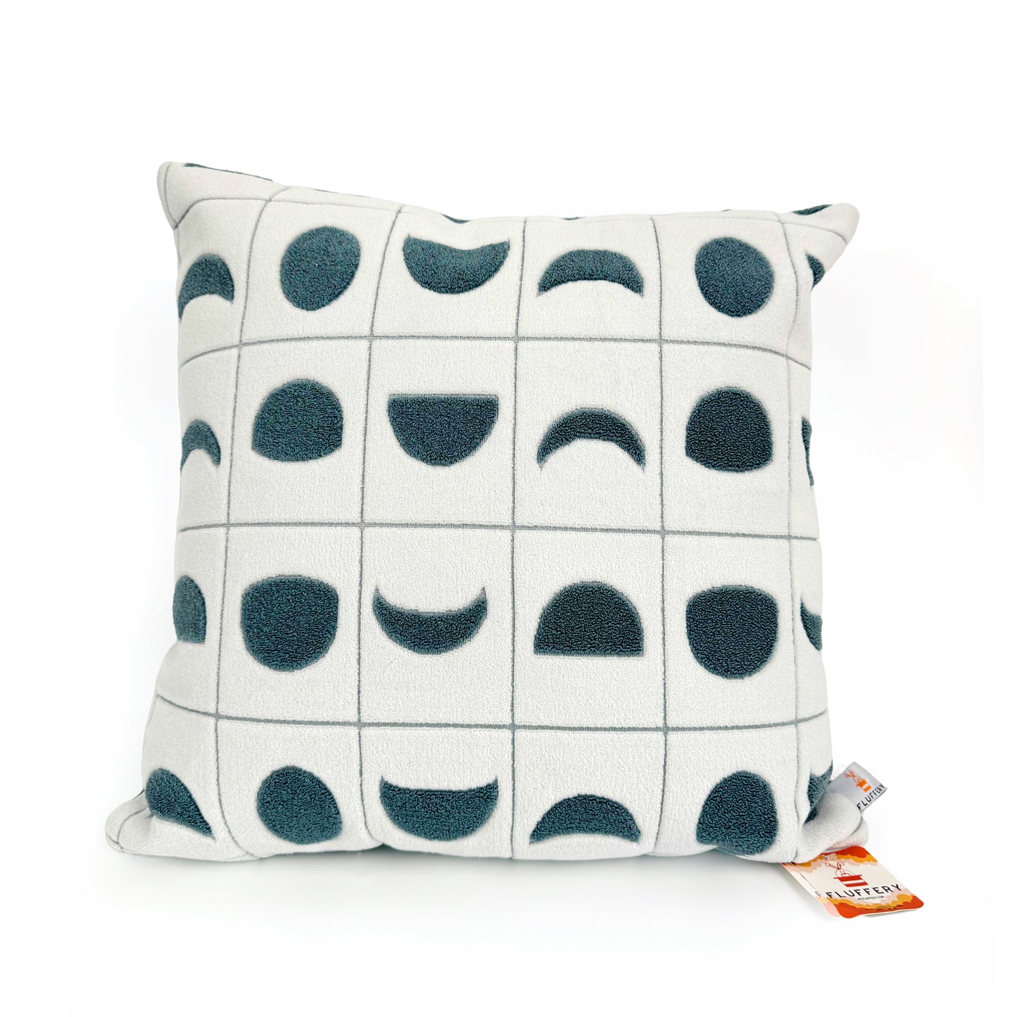 Fluffery Moon Phase Throw Pillow, Blue (18" x 18" / 45 x 45 cm)