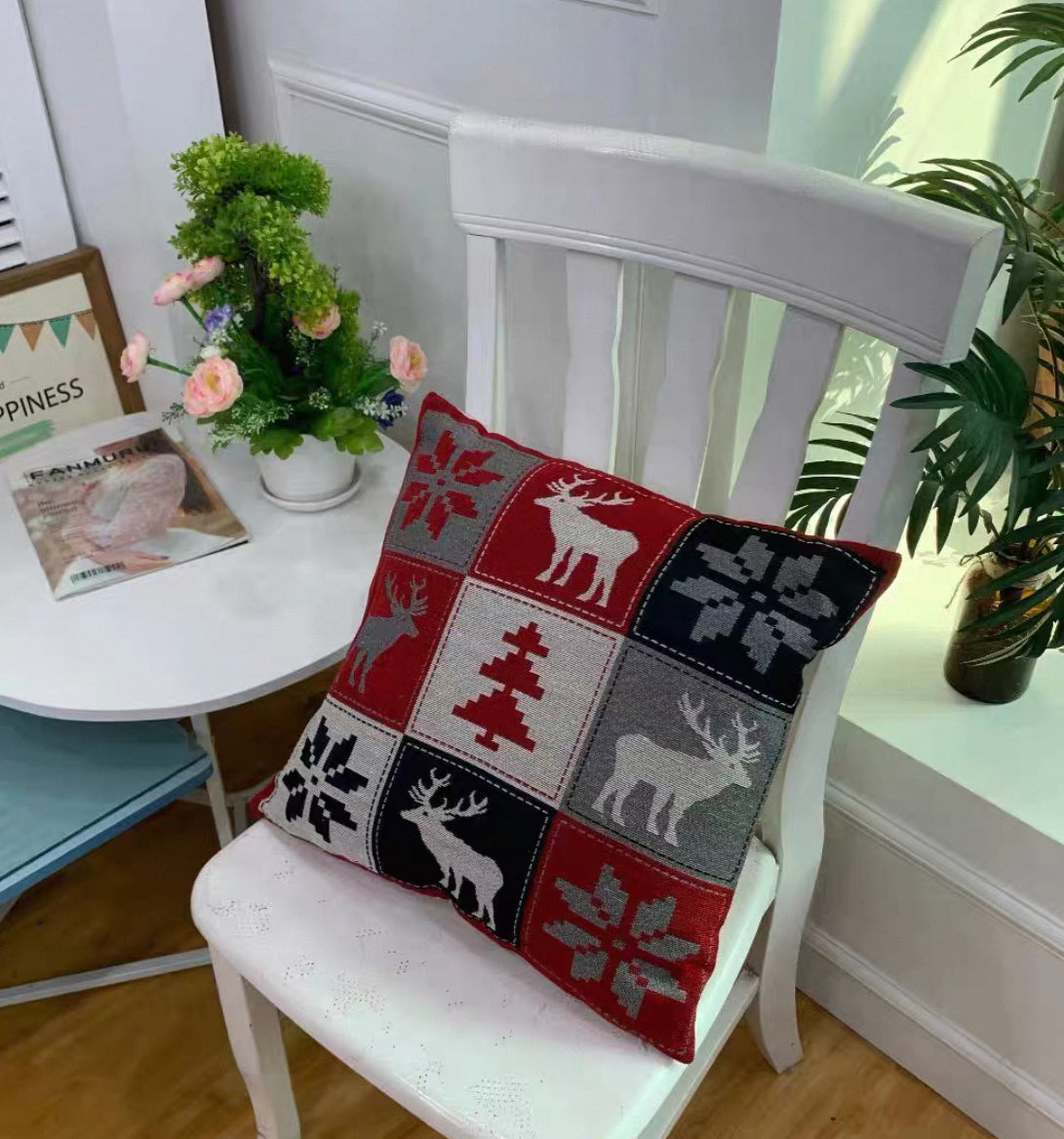 Reindeer&Snowflake Christmas Decor Throw Pillows 2 pcs Pack