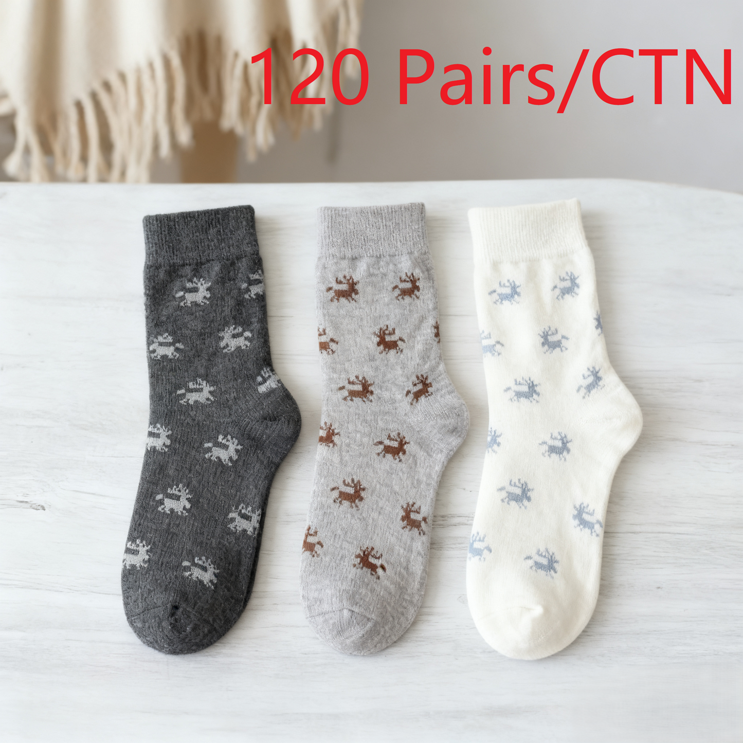 Christmas Style Argyle Pattern Crew Socks - Soft Cotton Warm 1CTN