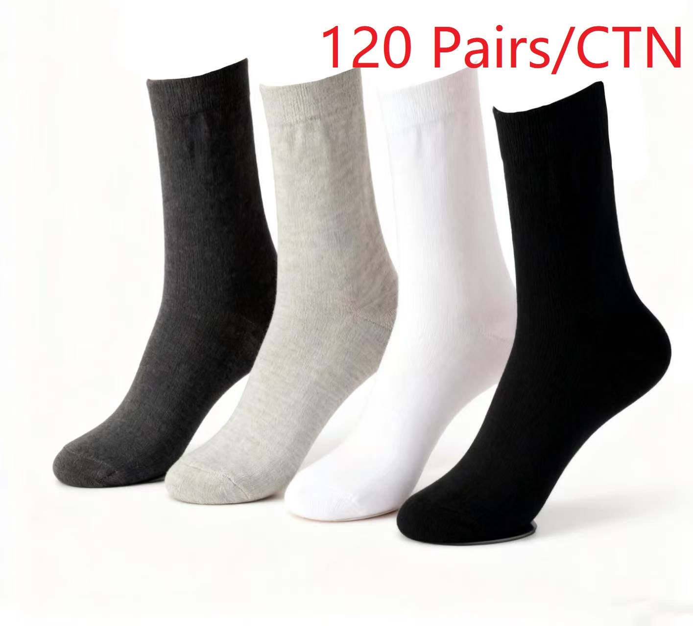 Men's Solid Crew Socks - Soft Elastic Fit Daily Casual 1CTN
