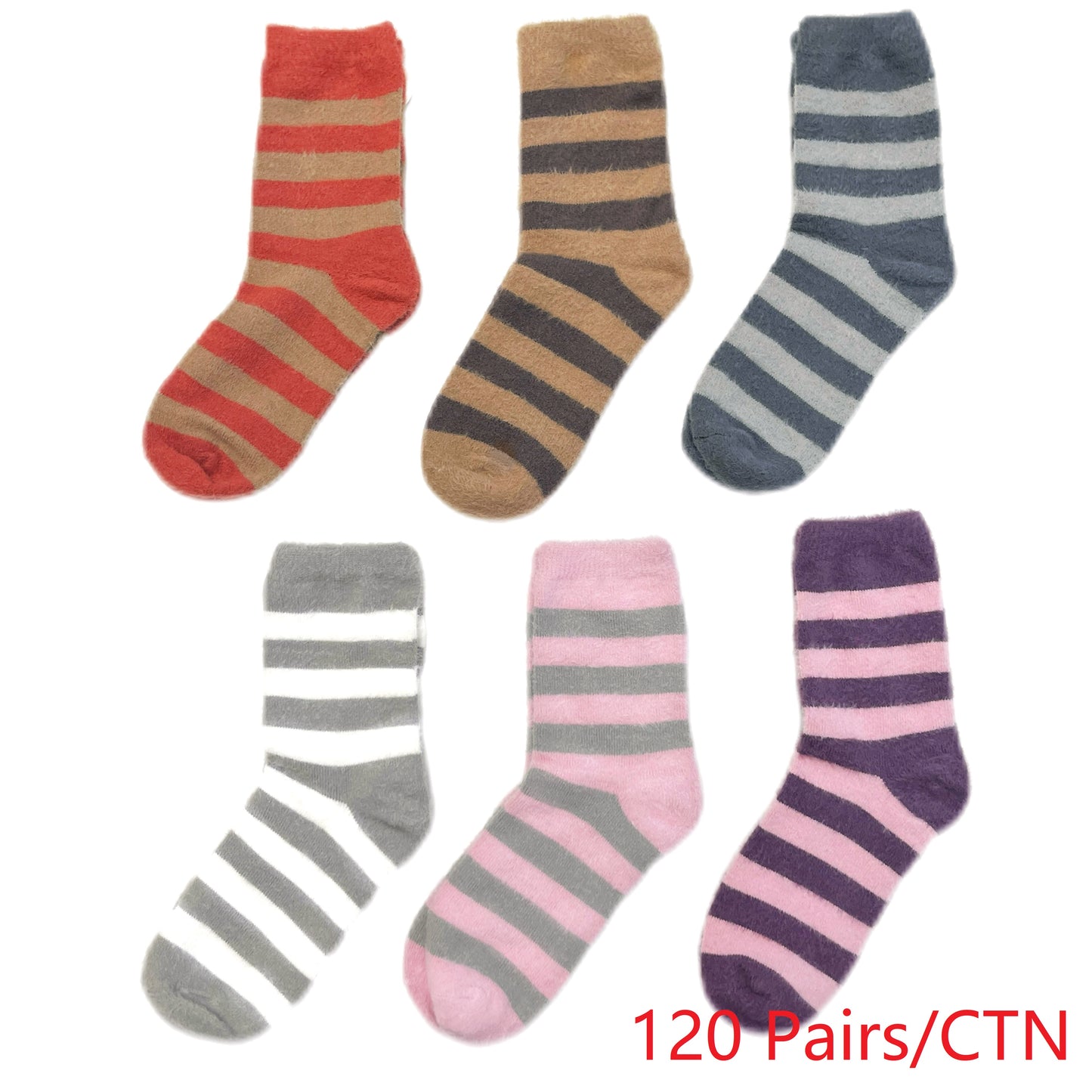 Furry Thick Thermal Socks Acrylic Wool striped 1 CTN