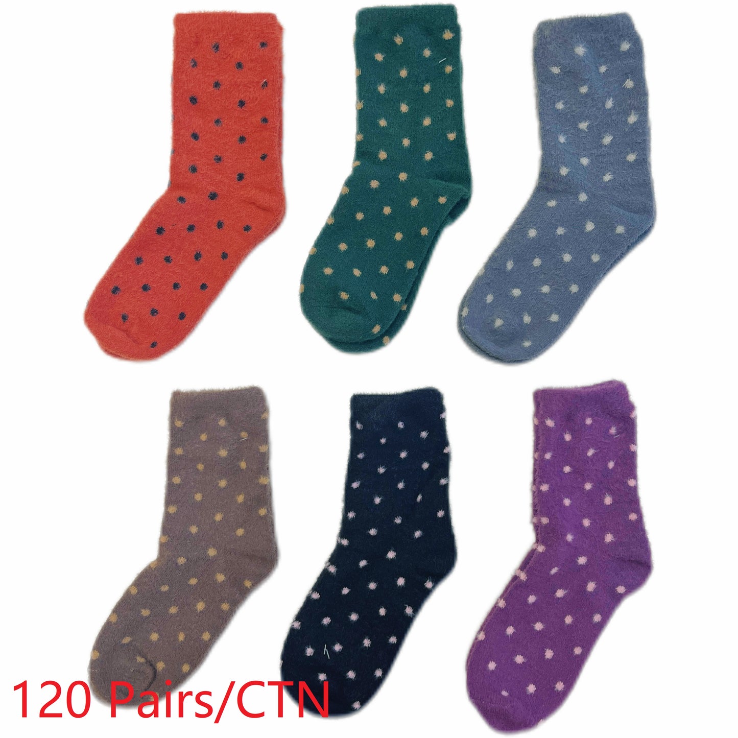Furry Warm Polka Dot Socks Acrylic Wool Chritsmas Gift 1 CTN