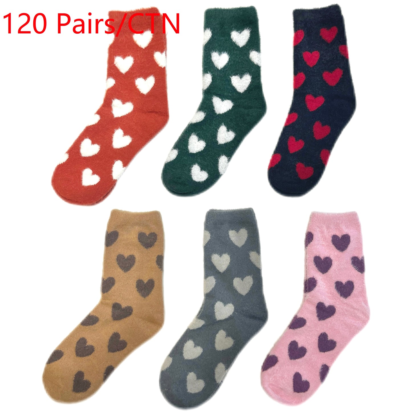 Furry Heart Winter Socks Acrylic Wool Valentine's Day 1CTN