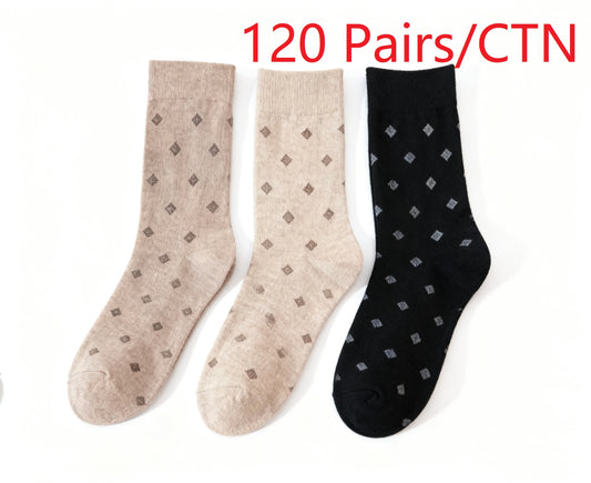 Women Diamond Pattern Crew Sock Soft Elastic Fit Casual 1CTN