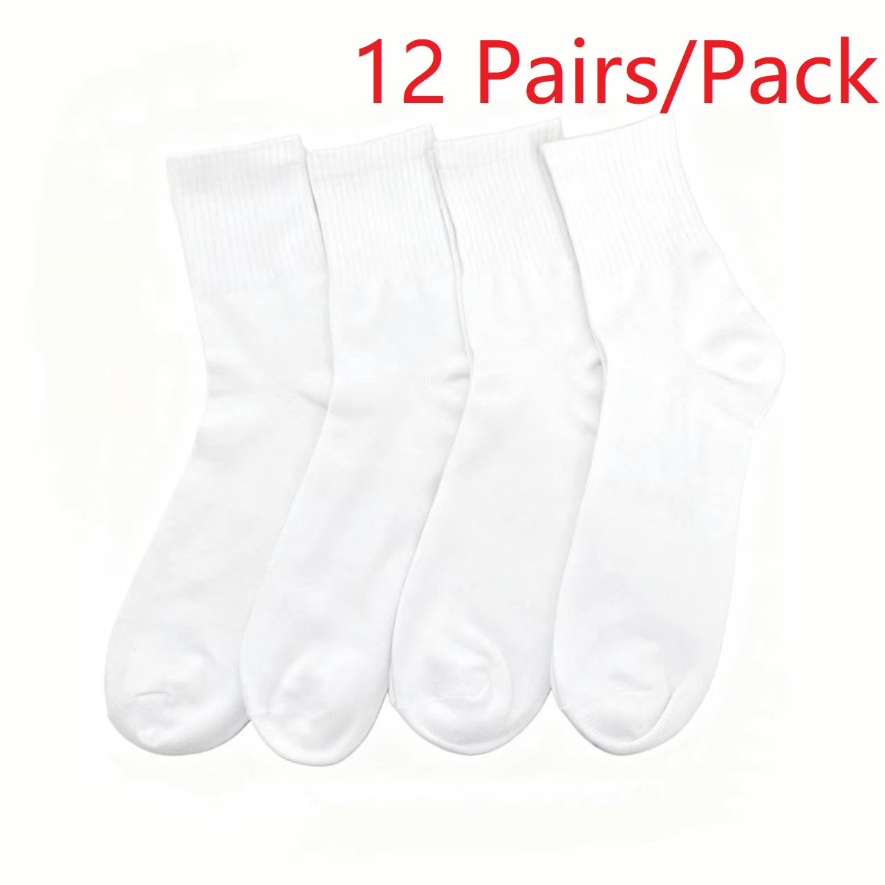 Men's All-White Mid-Calf Socks - Soft Elastic Fit Daily