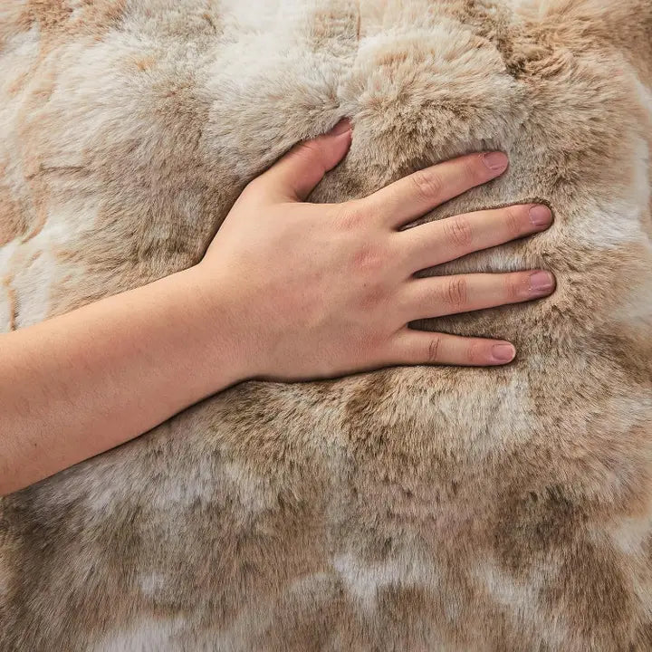 Soft Faux Rabbit Fur Throw Pillow Square 18" x 18" Decor