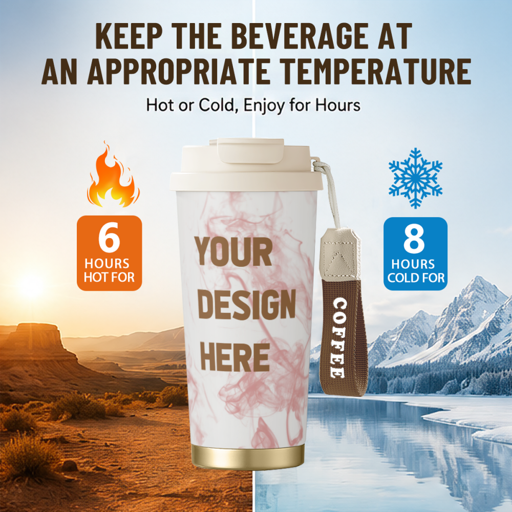 Custom 16oz Double Wall Stainless Steel Travel Tumbler BPA-Free PP Lid